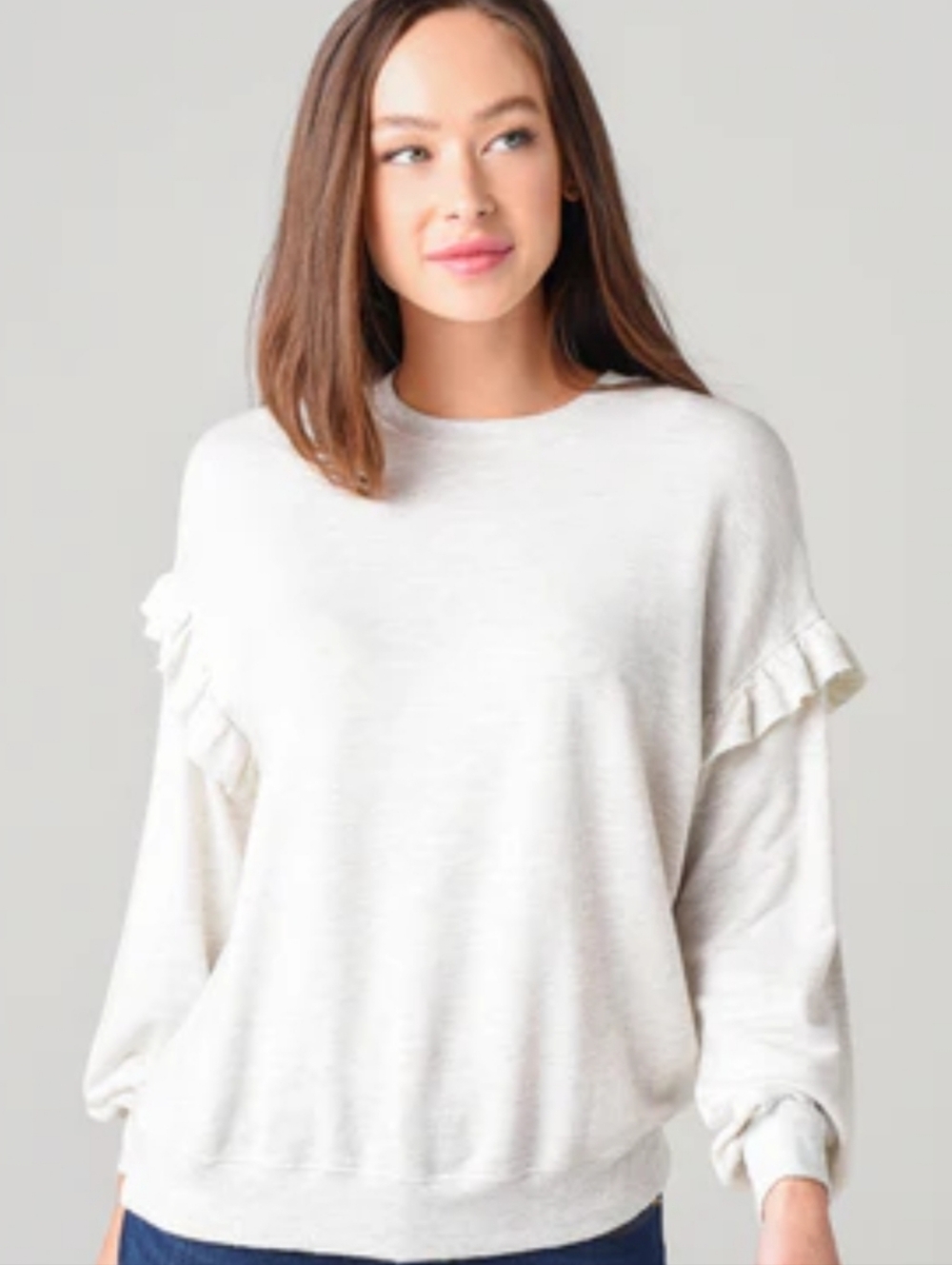 Monroe Women's Cream Ruffle-Sleeve Pullover Top Xs